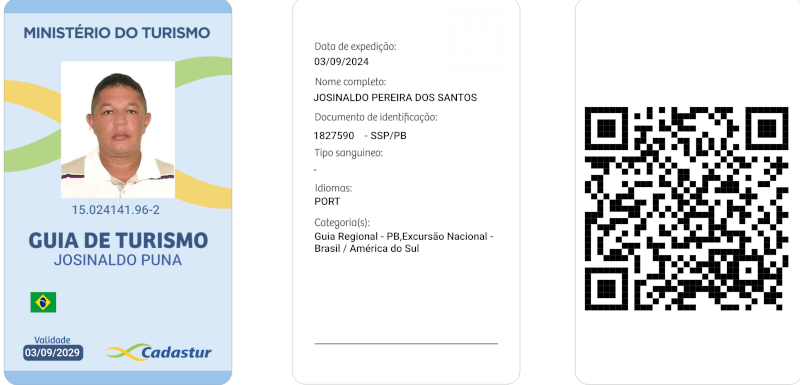 cópia do crachá oficial da Guia de Turismo Josinaldo  
